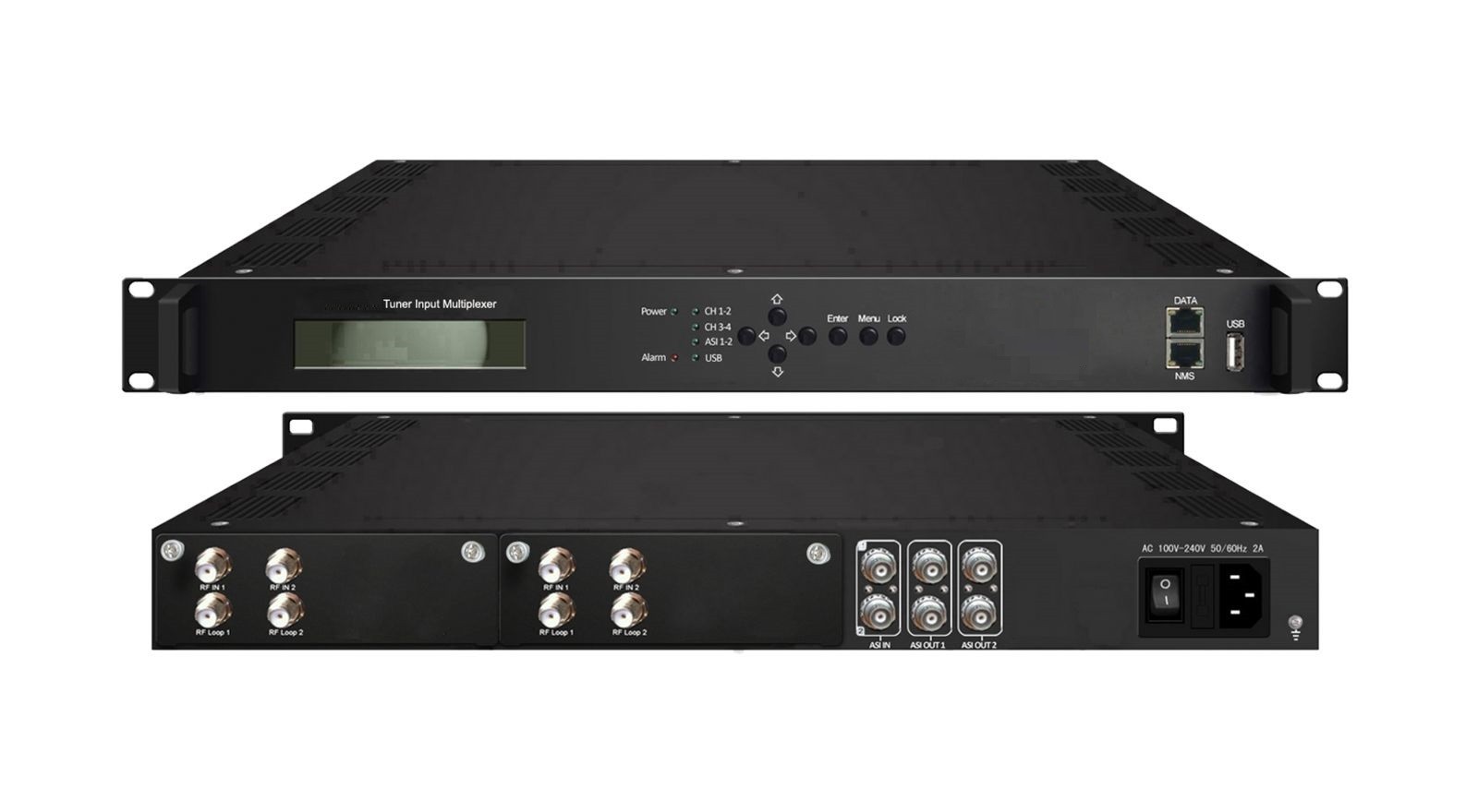 4 Tuner(2 DVB-S2 and 2 DVB-(T))+2 ASI input ports to ASI ip Multiplexer